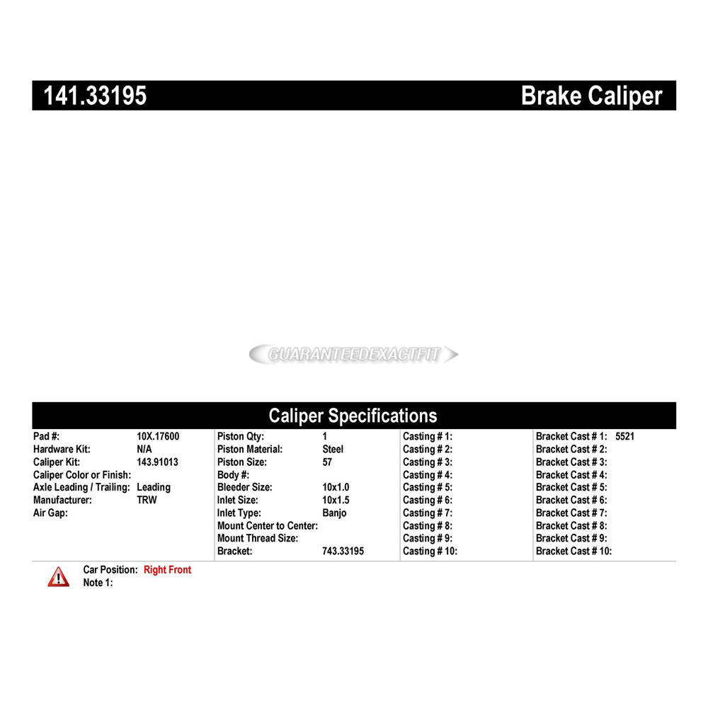 2016 Audi A3 Sportback E-tron Brake Caliper 