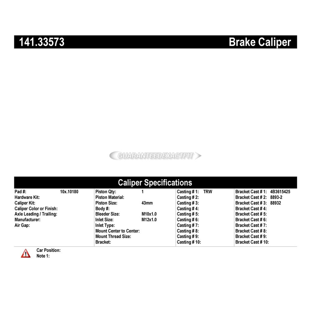 2003 Audi RS6 Brake Caliper