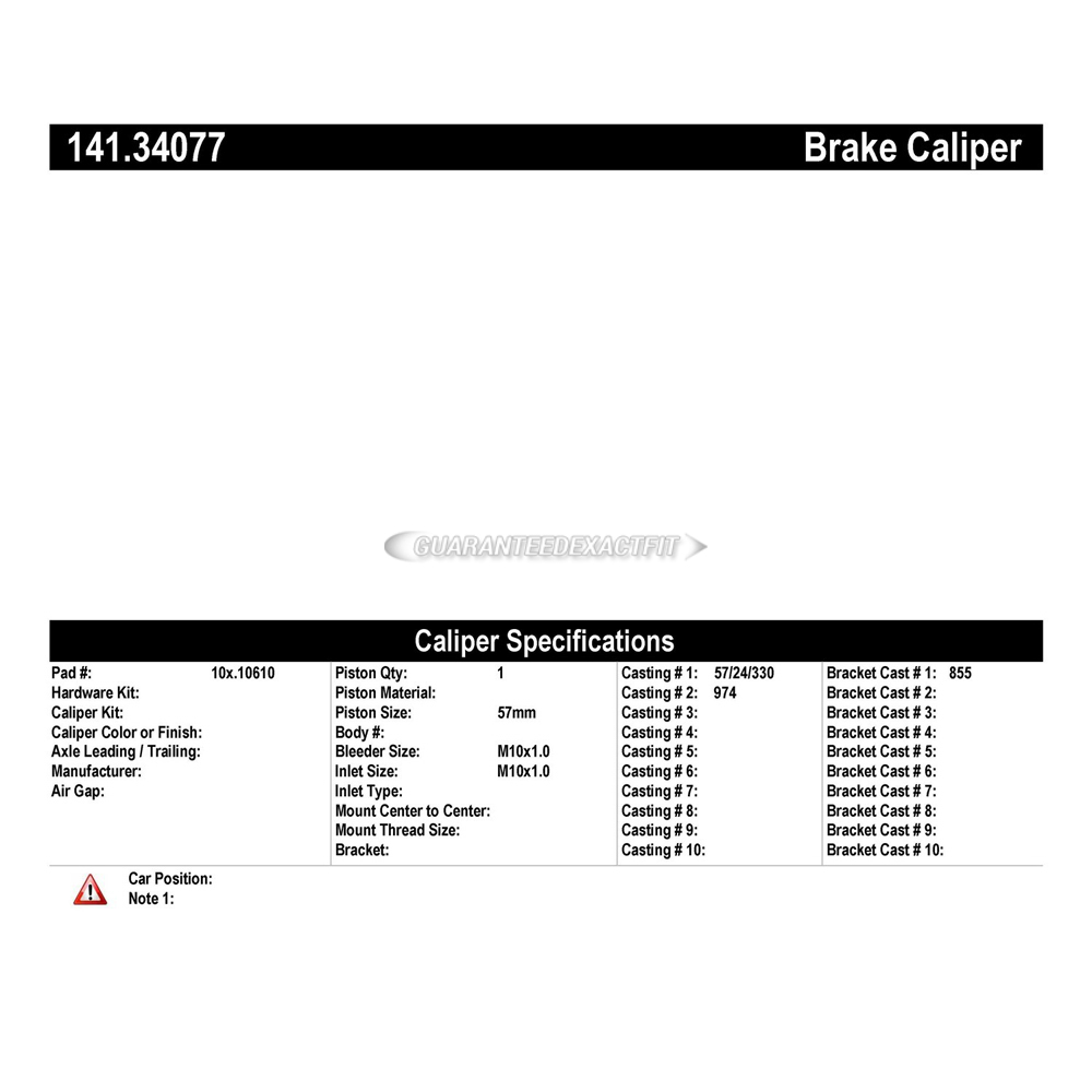 2012 Bmw Z4 Brake Caliper