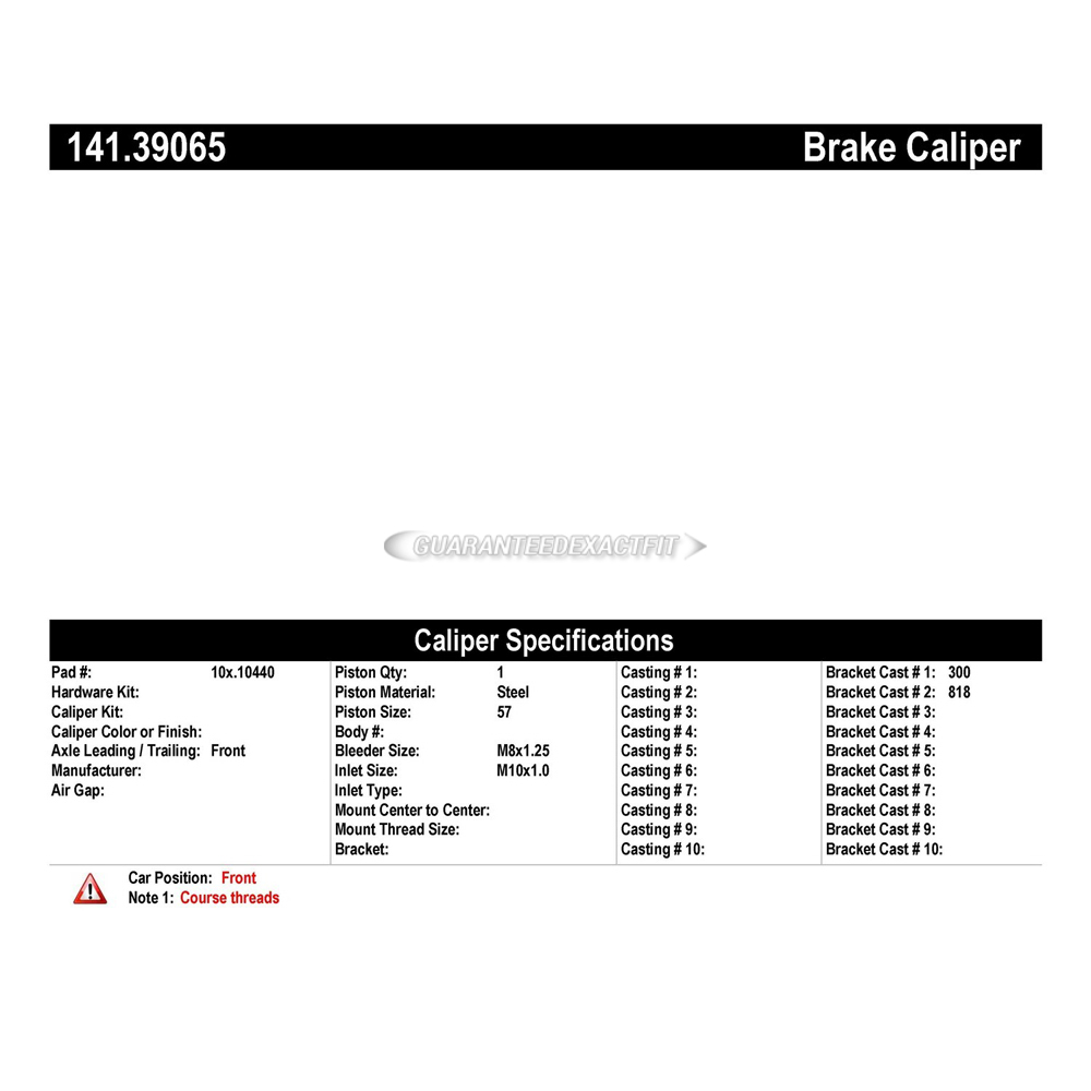 2012 Volvo C30 Brake Caliper