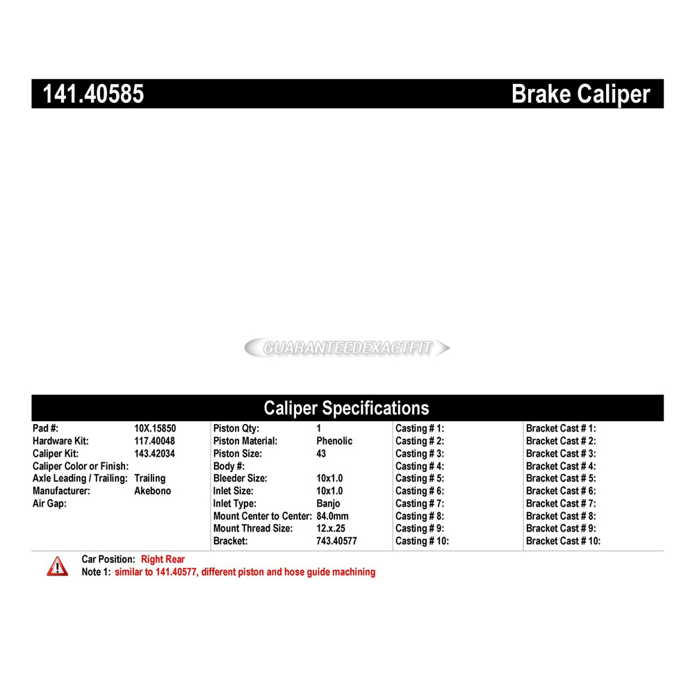 2014 Acura MDX Brake Caliper