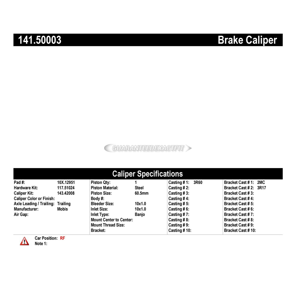 2014 Kia Cadenza Brake Caliper