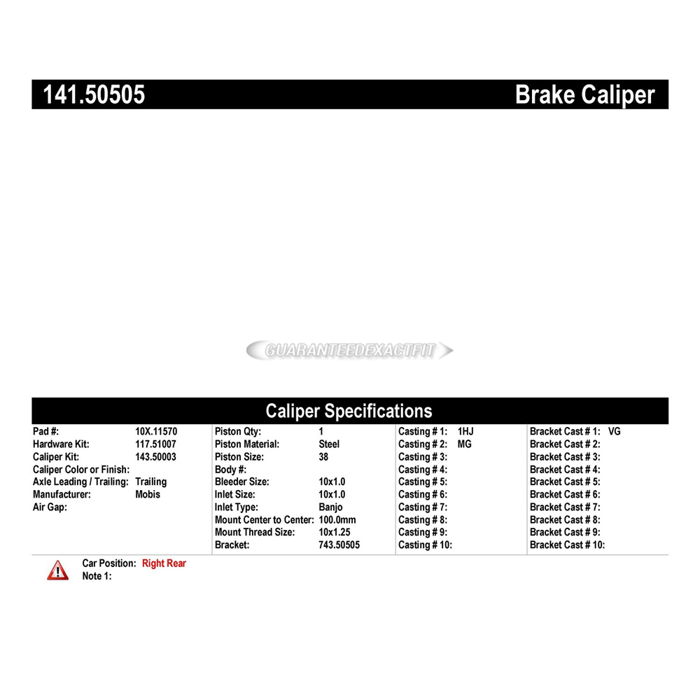 2014 Kia Cadenza Brake Caliper