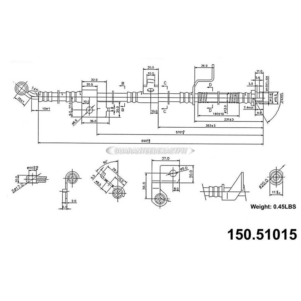 2008 Kia Amanti brake hydraulic hose 