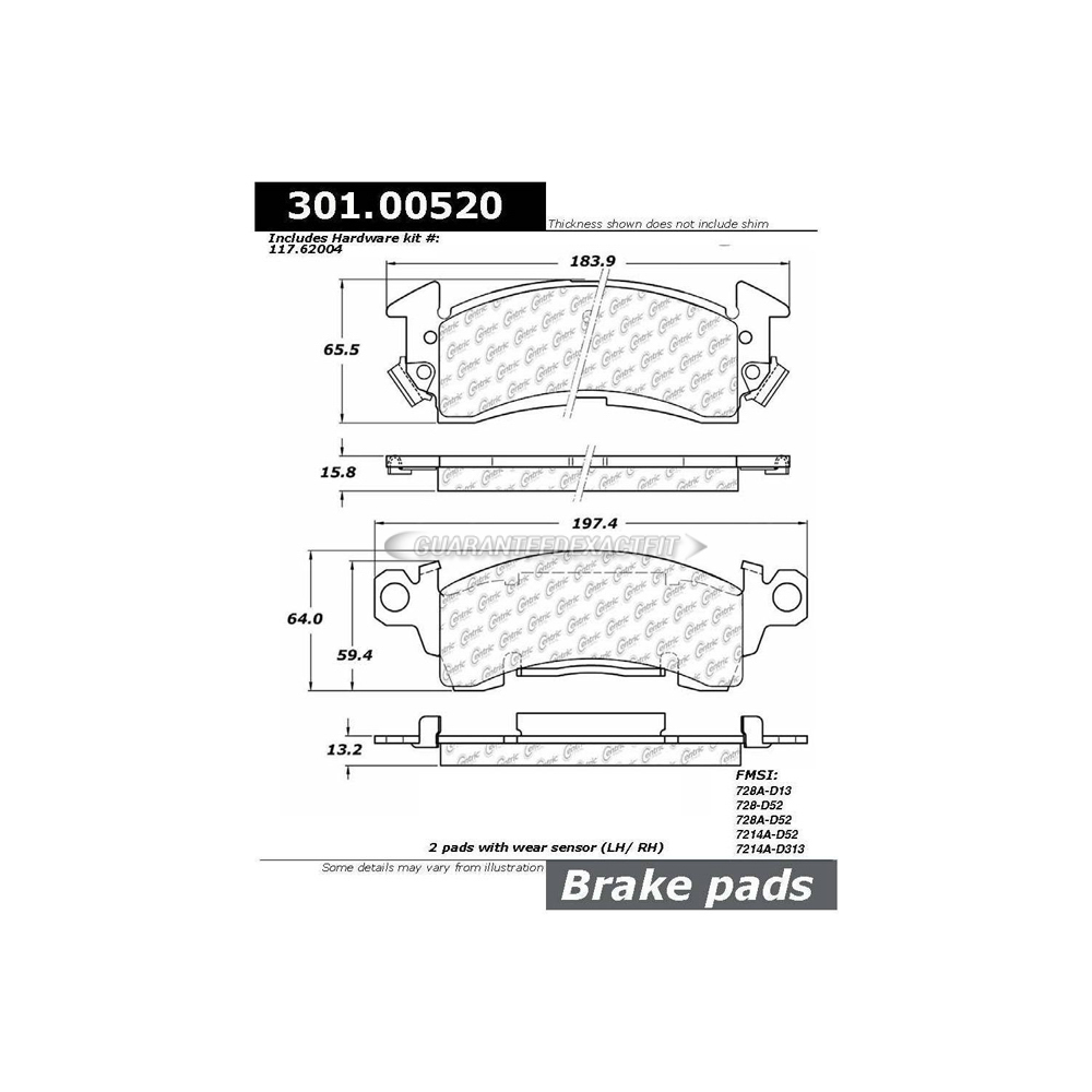 Buick centurion brake pad set