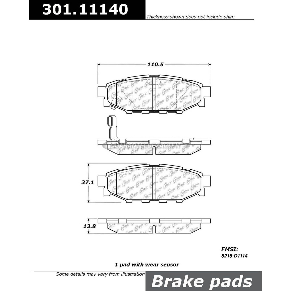 2015 Subaru wrx brake pad set 