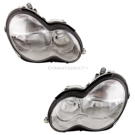 2004 Mercedes Benz C320 Headlight Assembly Pair 1