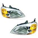 2003 Honda Civic Headlight Assembly Pair 1