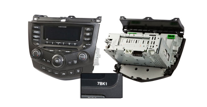 2007 Honda Accord AM-FM 6 CD radio with face code 7BK2.