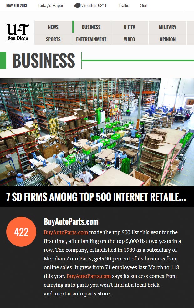 BuyAutoParts.com Internet Retailer's Top 500 Guide