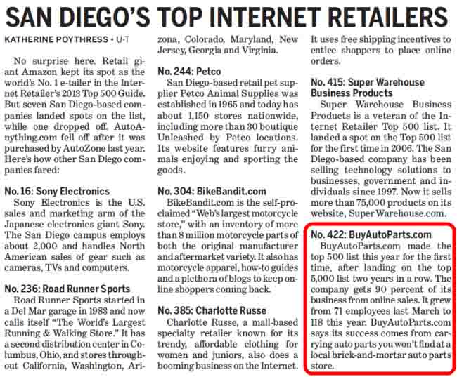 BuyAutoParts.com Internet Retailer's Top 500 Guide