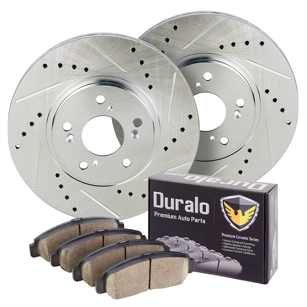 2003 Acura CL Premium Duralo Drilled and Slotted Rotors and Ceramic Pads - Front