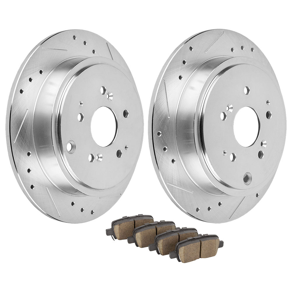 2001 Acura MDX Premium Duralo Drilled and Slotted Rotors and Ceramic Pads - Rear