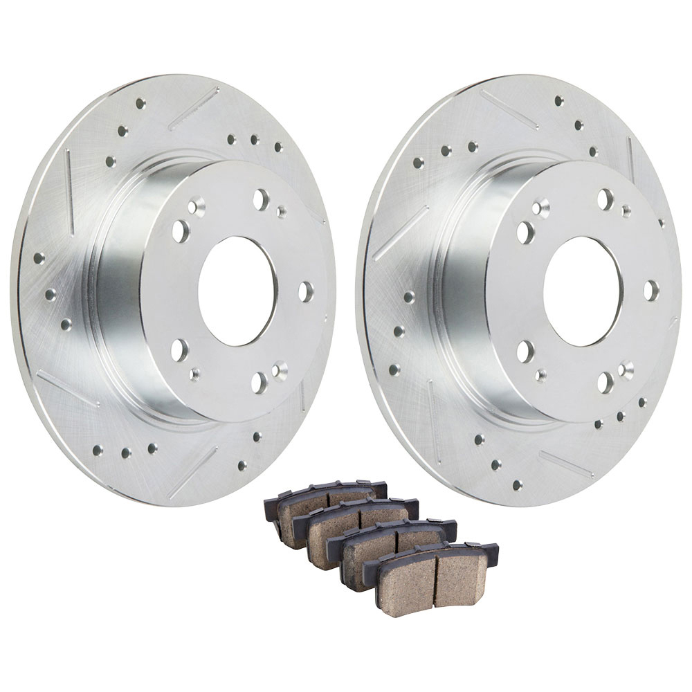 2004 Honda Accord Premium Duralo Drilled and Slotted Rotors and Ceramic Pads - Rear