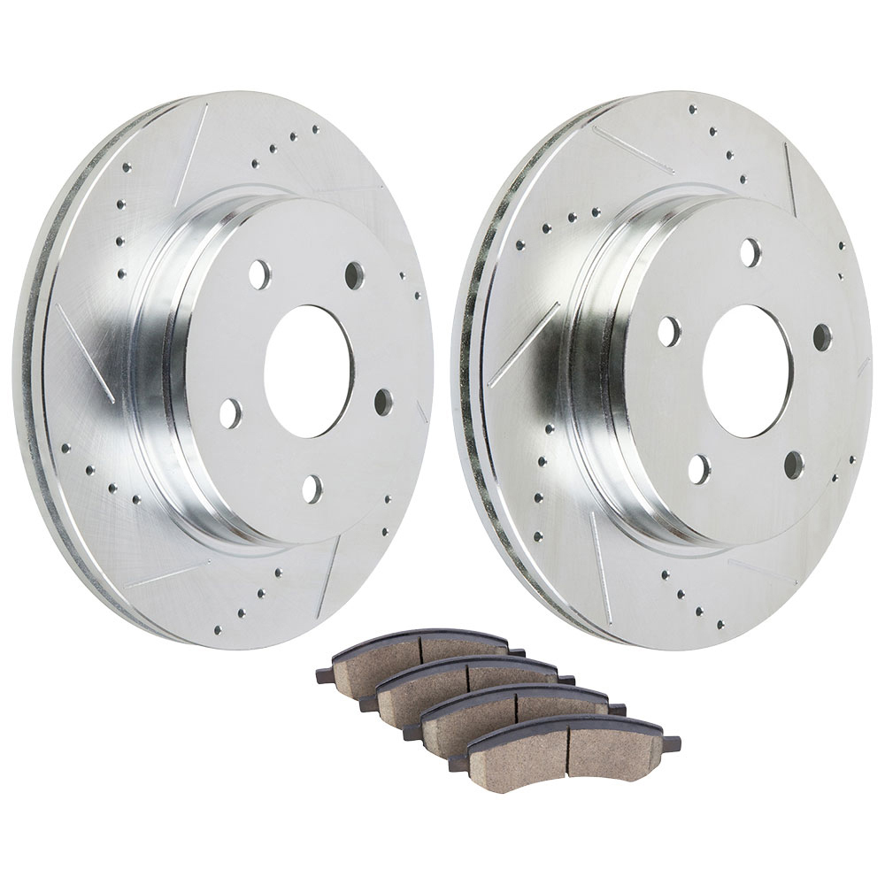 2009 Dodge Ram Trucks Premium Duralo Drilled and Slotted Rotors and Ceramic Pads - Front