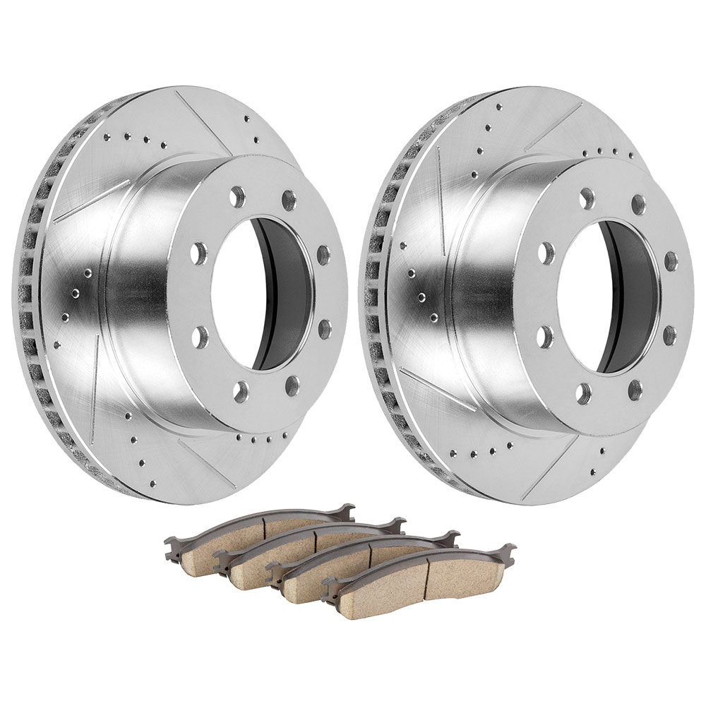 2003 Dodge Ram Trucks Premium Duralo Drilled and Slotted Rotors and Ceramic Pads - Front