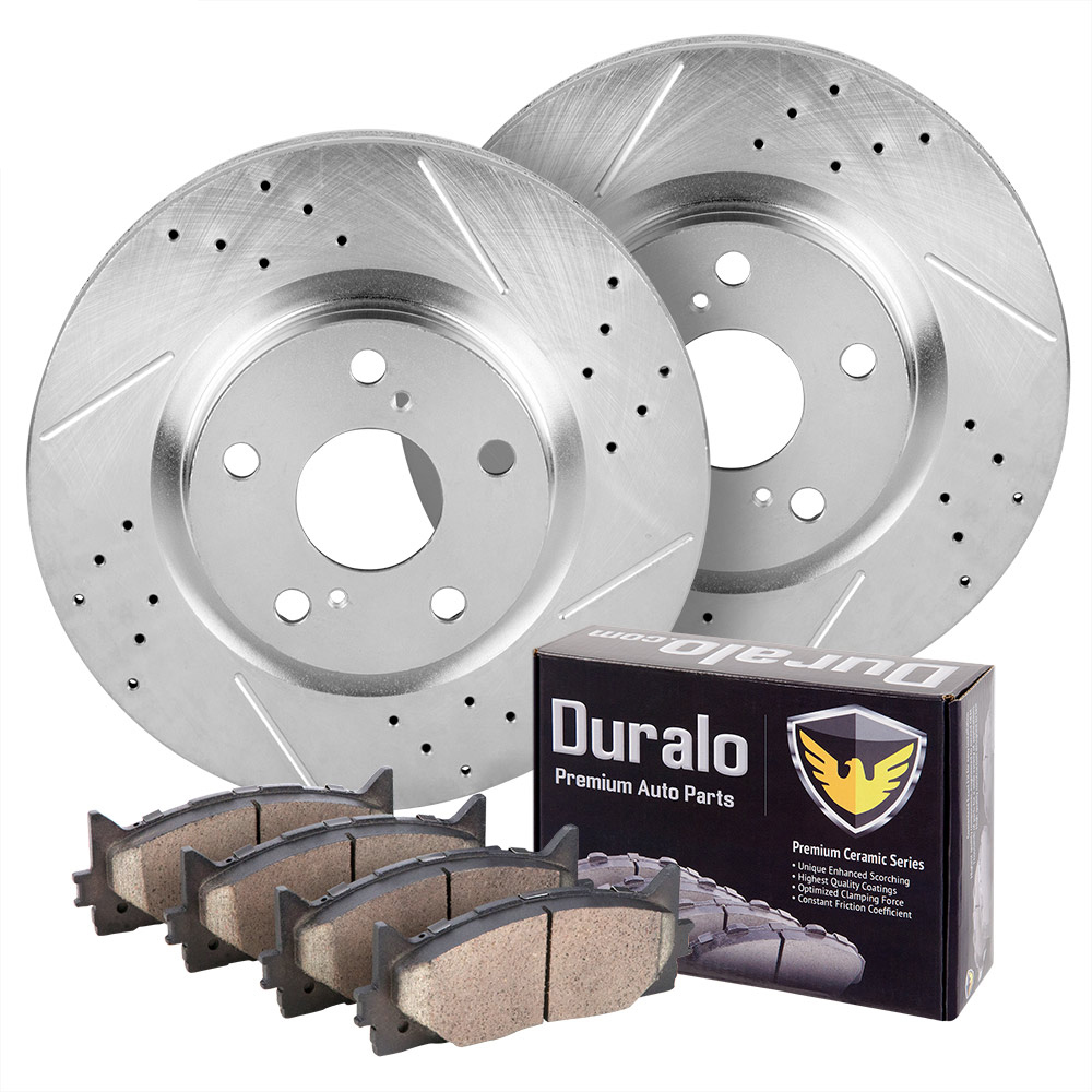 2015 Toyota Camry Premium Duralo Drilled and Slotted Rotors and Ceramic Pads - Front
