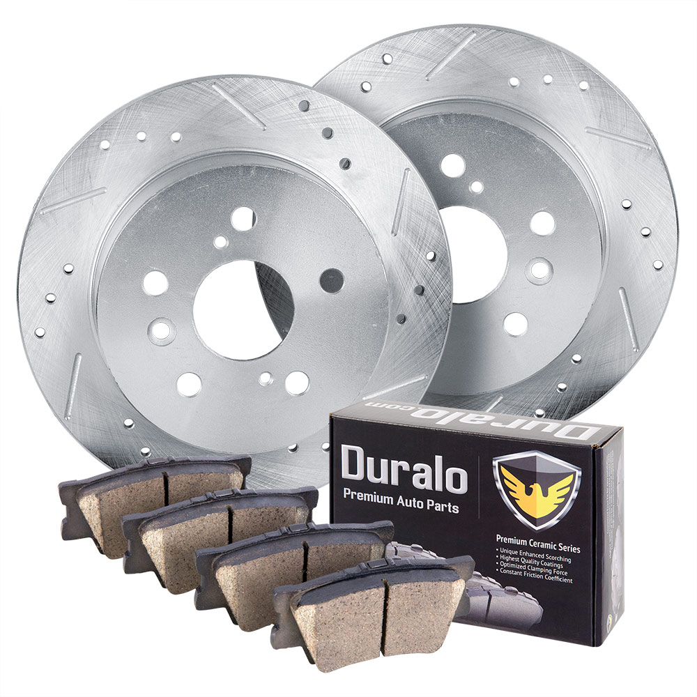 2009 Toyota Camry Premium Duralo Drilled and Slotted Rotors and Ceramic Pads - Rear