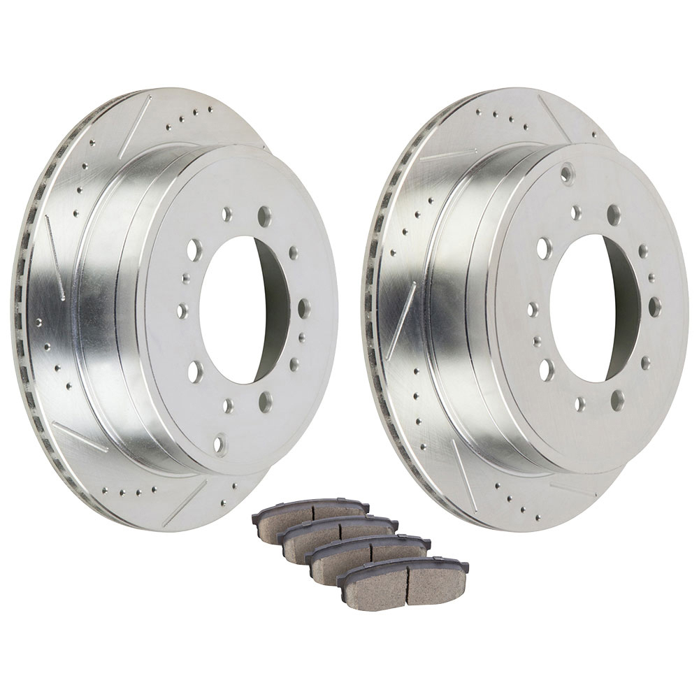 2011 Toyota Tundra Premium Duralo Drilled and Slotted Rotors and Ceramic Pads - Rear