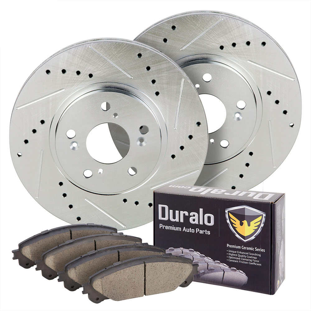 2010 Toyota Highlander Premium Duralo Drilled and Slotted Rotors and Ceramic Pads - Front