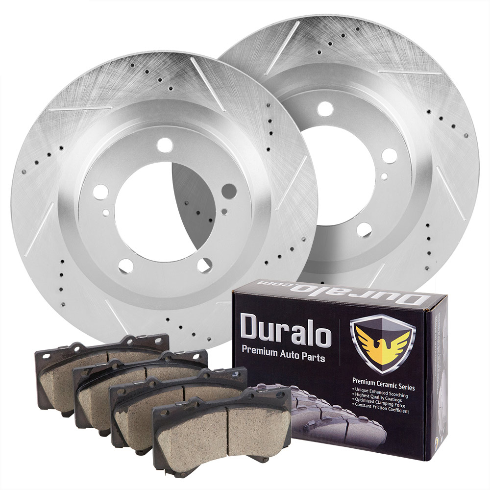 2016 Toyota Land Cruiser Premium Duralo Drilled and Slotted Rotors and Ceramic Pads - Front