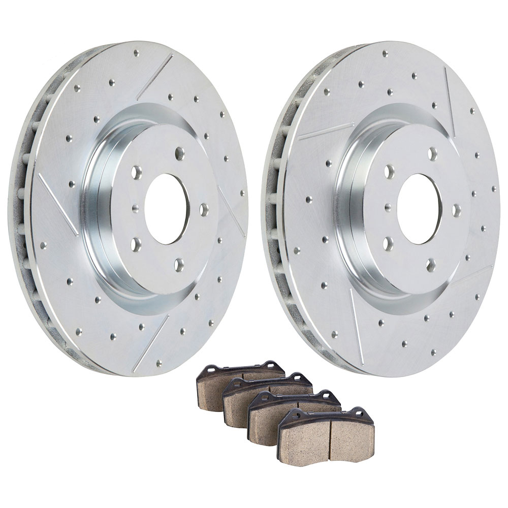 2003 Nissan 350Z Premium Duralo Drilled and Slotted Rotors and Ceramic Pads - Front