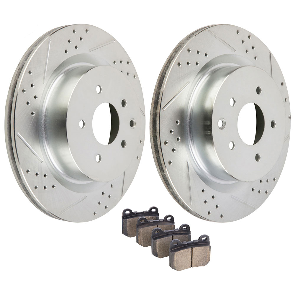 2004 Nissan 350Z Premium Duralo Drilled and Slotted Rotors and Ceramic Pads - Rear