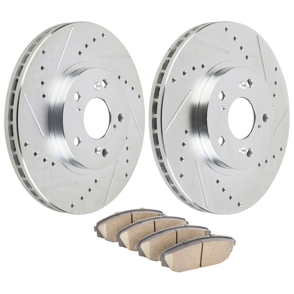 2000 Honda Odyssey Premium Duralo Drilled and Slotted Rotors and Ceramic Pads - Front