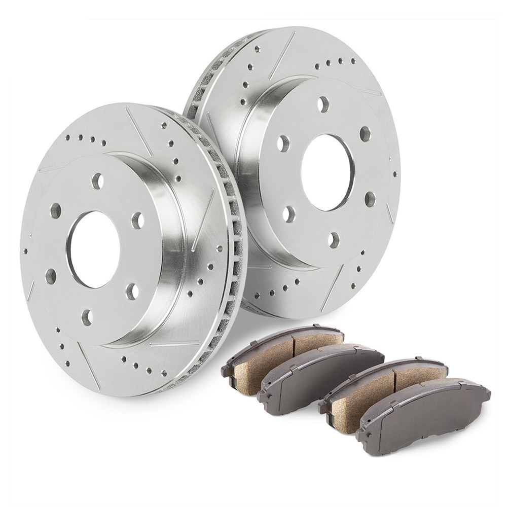 2012 Nissan Armada Premium Duralo Drilled and Slotted Rotors and Ceramic Pads - Front