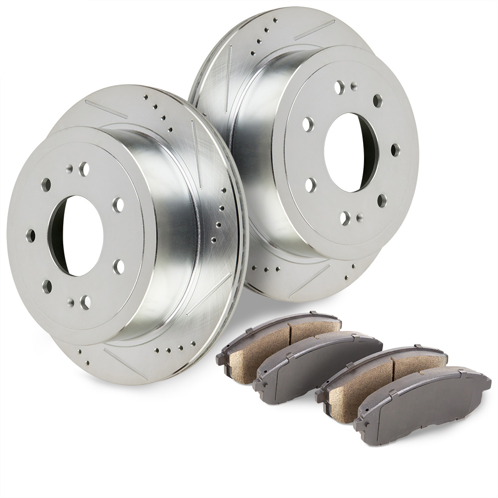 2009 Ford F Series Trucks Premium Duralo Drilled and Slotted Rotors and Ceramic Pads - Front