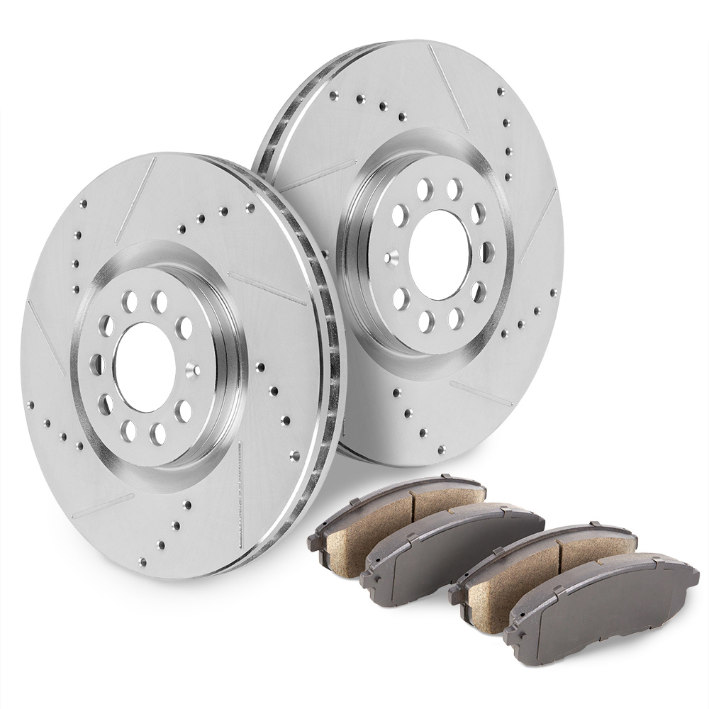 2004 Audi A4 Premium Duralo Drilled and Slotted Rotors and Ceramic Pads - Front