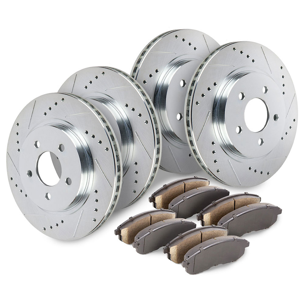 2003 Ford F Series Trucks Premium Duralo Drilled and Slotted Rotors and Ceramic Pads