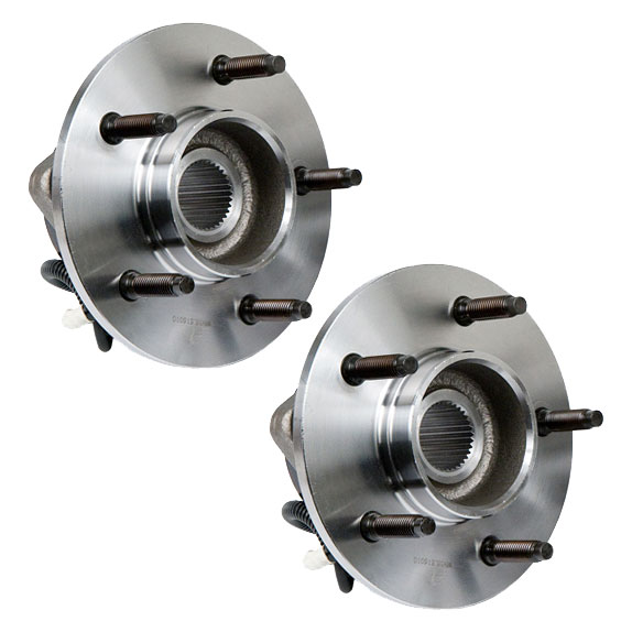 New 2000 Ford F Series Trucks Wheel Hub Assembly Kit - Front Pair Pair of Front Hubs - F150 4WD 4 Wheel ABS - 5 Stud Model with 12mm Wheel Bolts