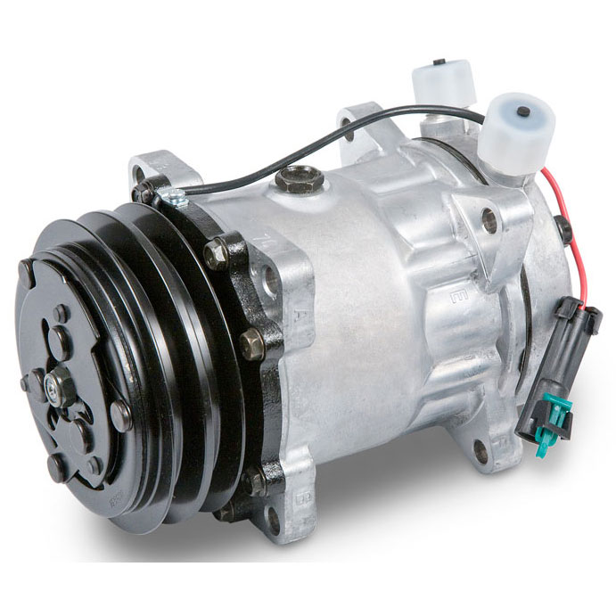 New 2025 Volvo Heavy Duty Trucks All Model AC Compressor VOLVO BACKHOE – BL60 – OE Sanden Compressor SD7H15 – 125mm- 2 Groove Clutch- 12V